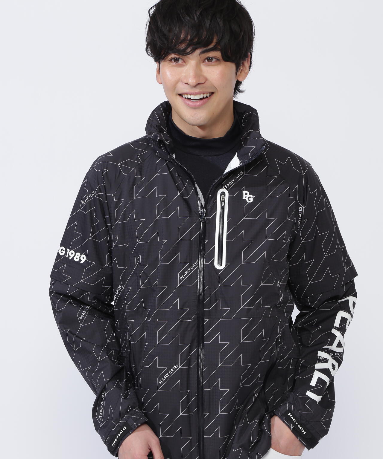 CRAFTEVOフルジップアップレインジャケット <ロゴ/千鳥柄> (MENS)