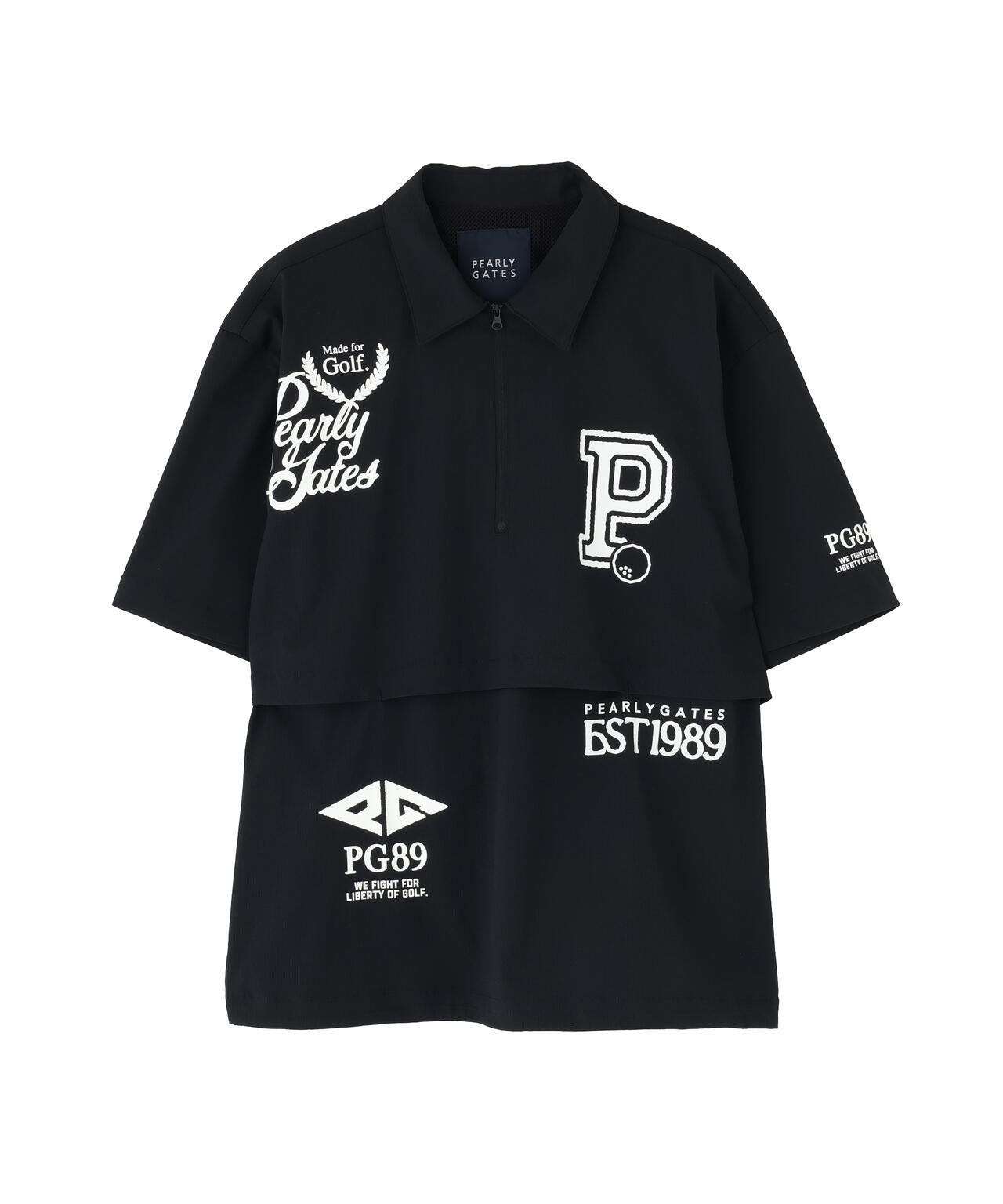 【一部店舗&公式オンライン限定】カレッジロゴPeストレッチドビー半袖ハーフジッププルオーバーシャツ