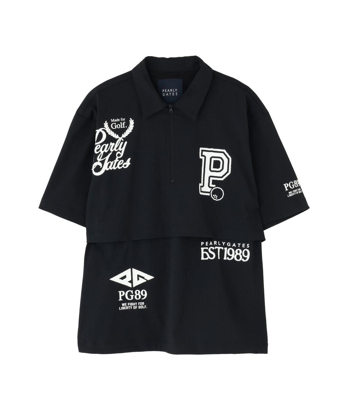 【一部店舗&公式オンライン限定】カレッジロゴPeストレッチドビー半袖ハーフジッププルオーバーシャツ
