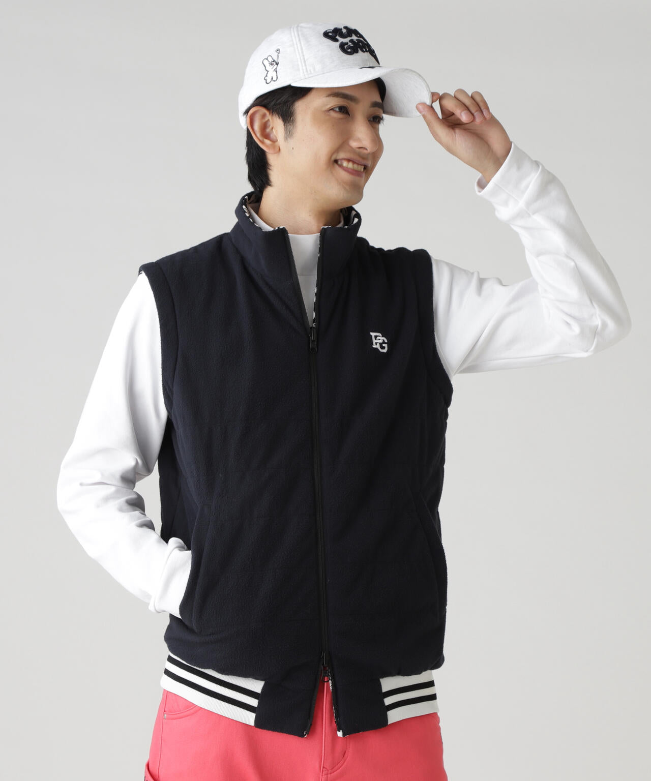 Nyストレッチリップストップ×超KARUISHI中綿リバーシブルスタンドブルゾン <ぷにぷにロゴ柄>