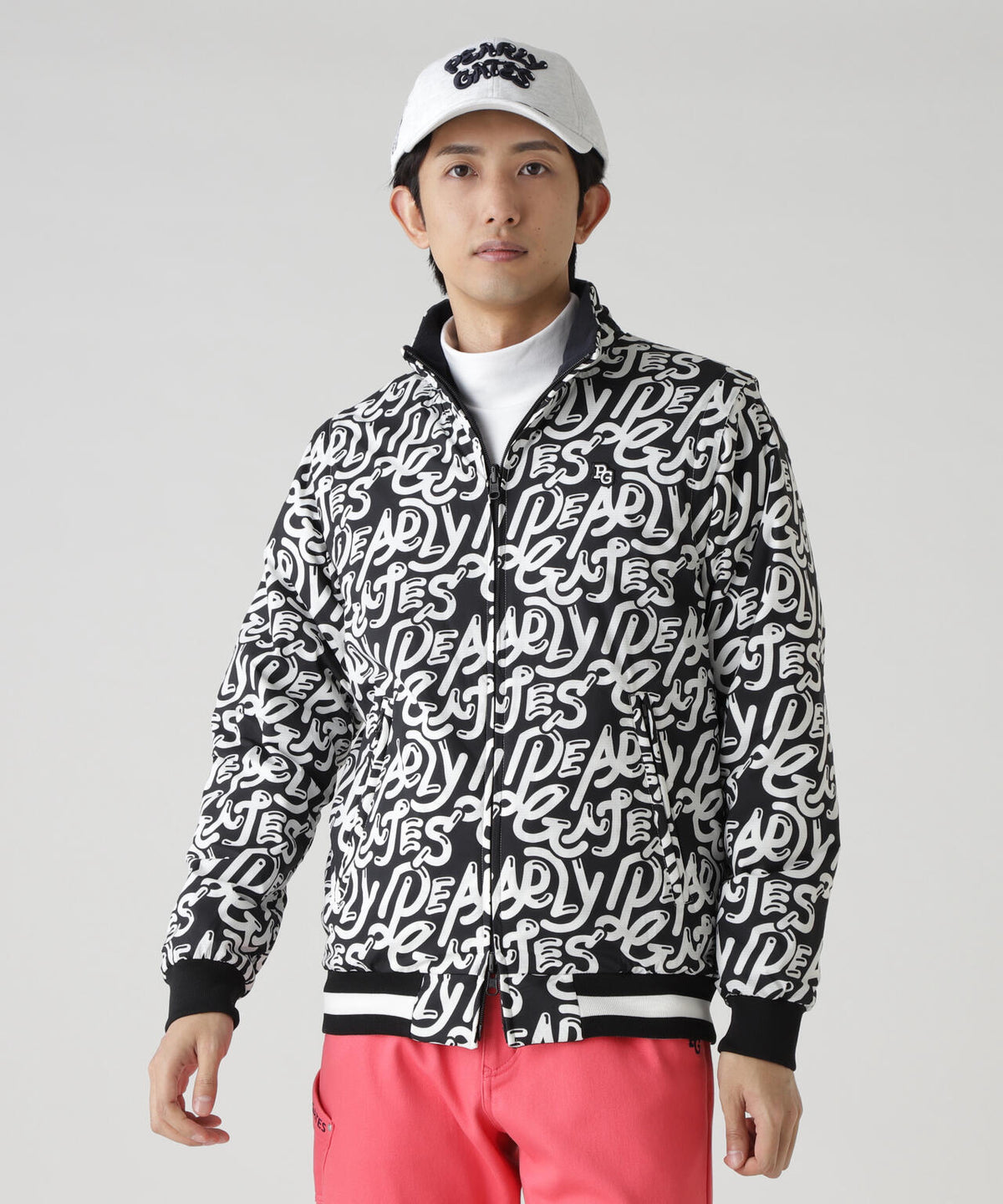 Nyストレッチリップストップ×超KARUISHI中綿リバーシブルスタンドブルゾン <ぷにぷにロゴ柄>
