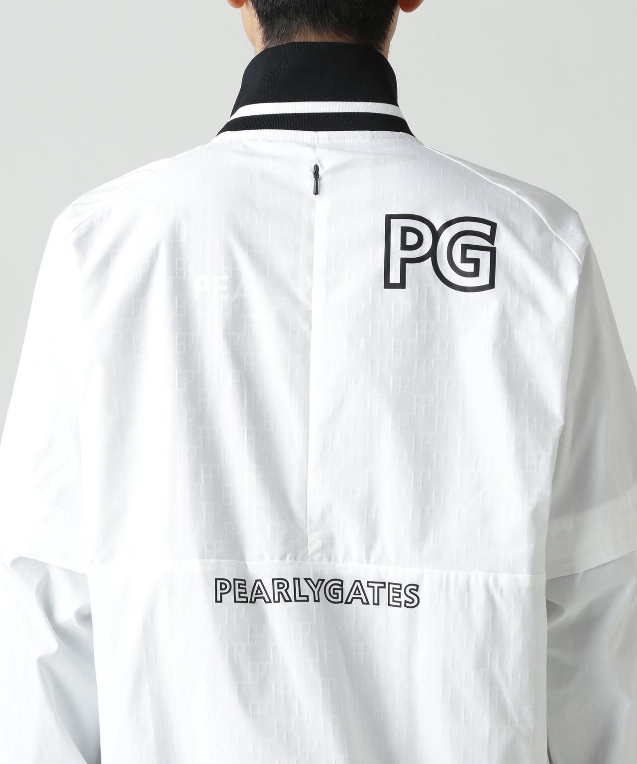 【PG is PG】 ロゴジャガードポリエステルタフタジップアップブルゾン