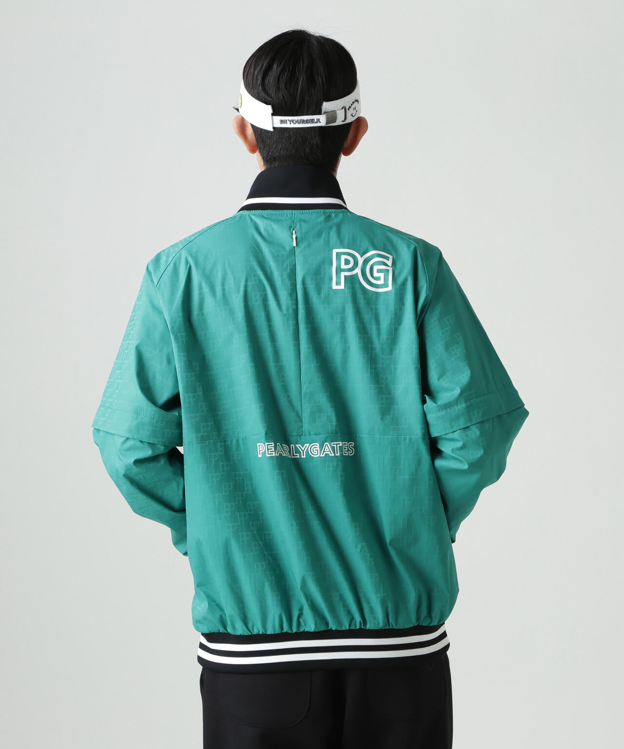 【PG is PG】 ロゴジャガードポリエステルタフタジップアップブルゾン