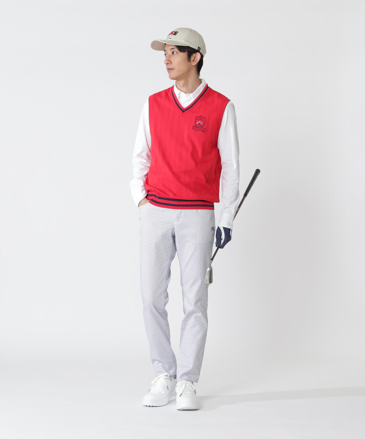 【PG is PG】 変形ダイヤ柄C/Peストレッチカルゼ5ポケットパンツ