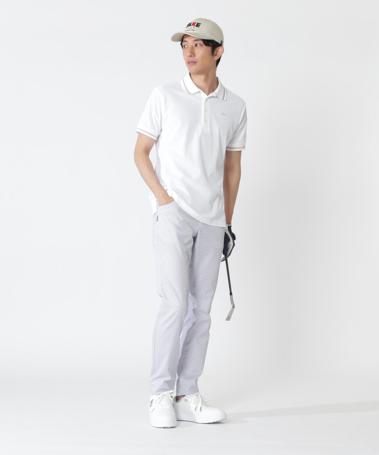 【PG is PG】 変形ダイヤ柄C/Peストレッチカルゼ5ポケットパンツ