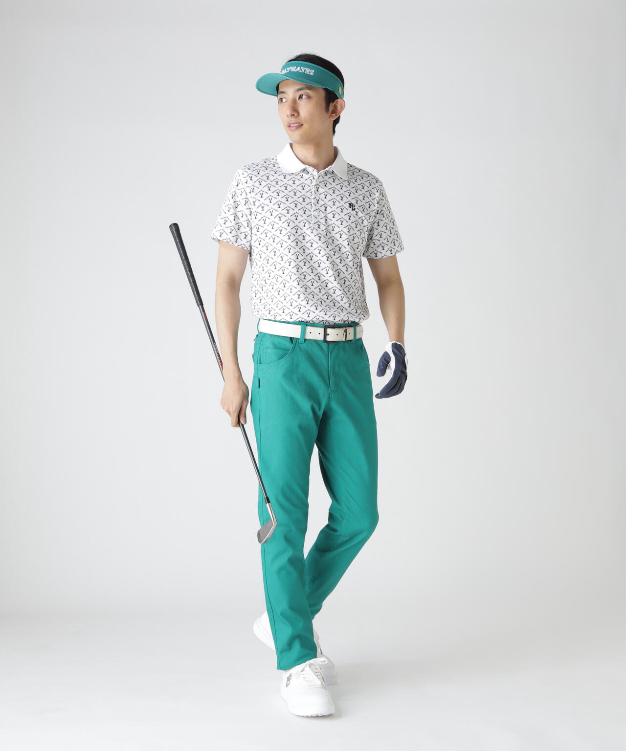 ロゴうさぎアーガイル柄プリント ベアカノコ半袖ポロシャツ