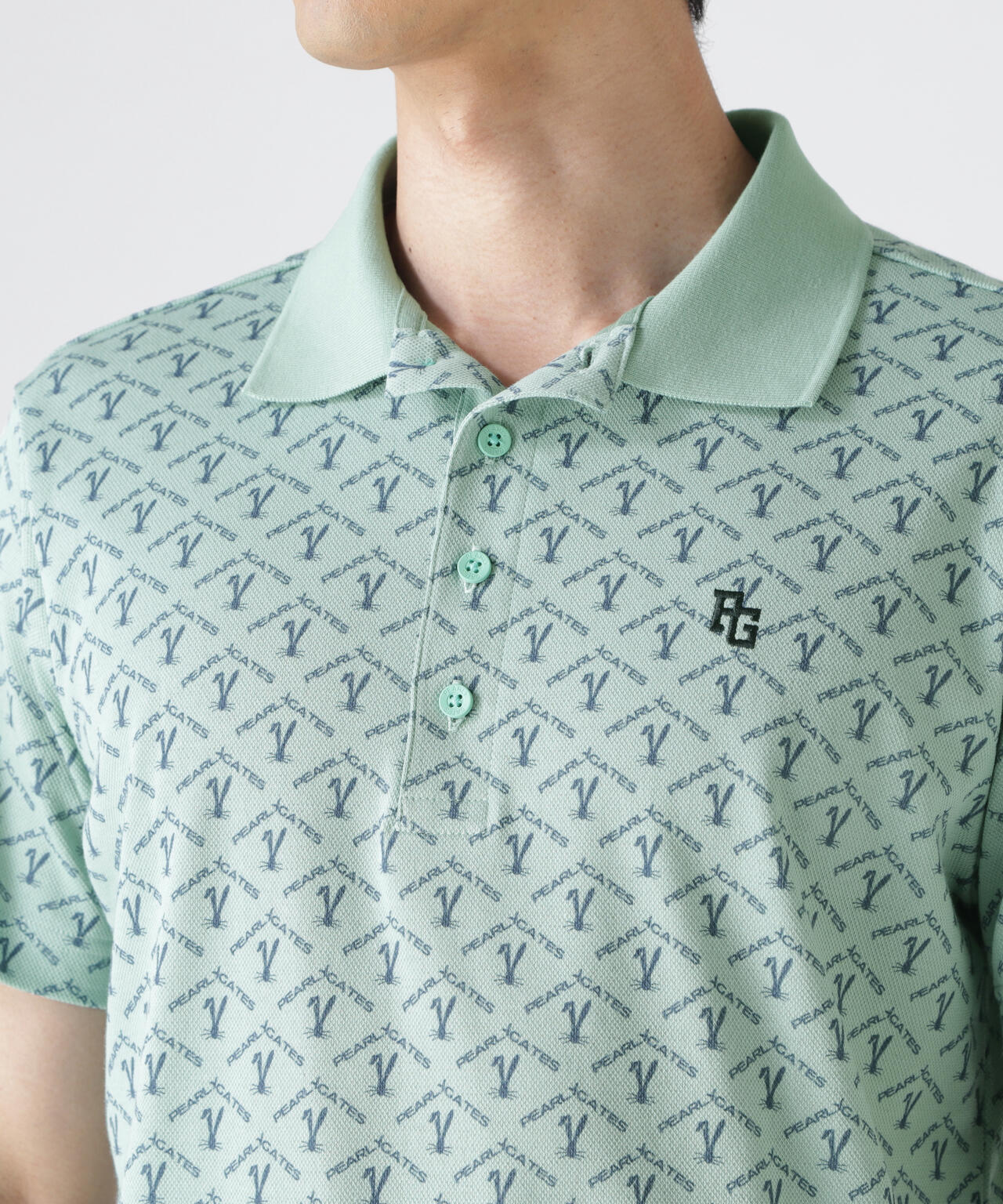 ロゴうさぎアーガイル柄プリント ベアカノコ半袖ポロシャツ