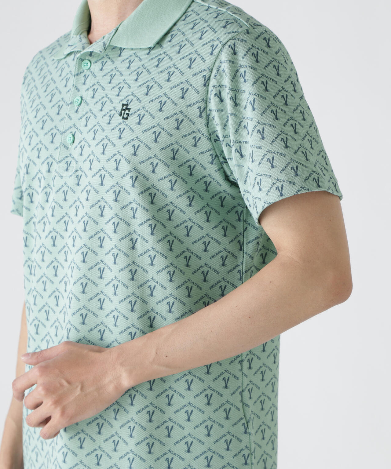 ロゴうさぎアーガイル柄プリント ベアカノコ半袖ポロシャツ