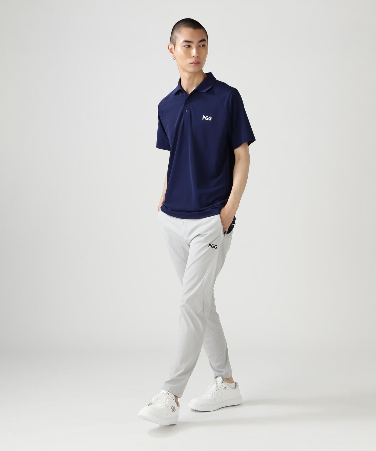 【PGG】【直営店舗&公式オンラン限定】Nyストレッチマイクロメッシュ半袖ポロシャツ (MENS)