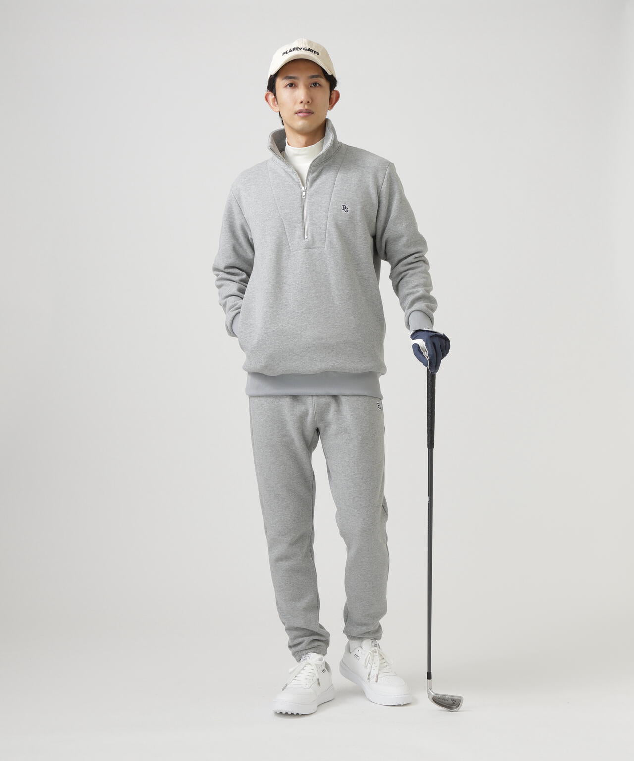 ツイル裏毛スウェットハーフジップアップ