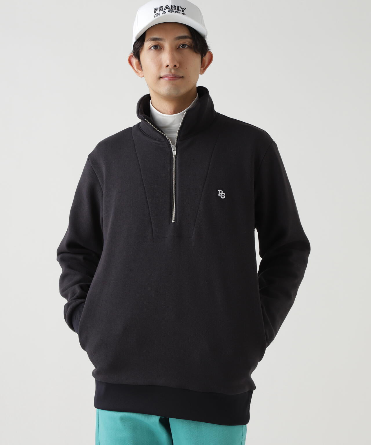 ツイル裏毛スウェットハーフジップアップ