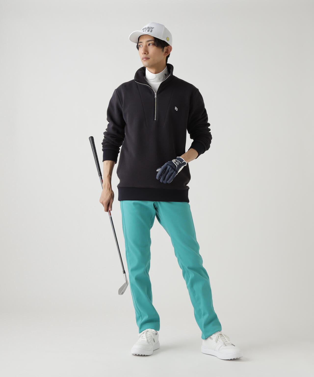 ツイル裏毛スウェットハーフジップアップ