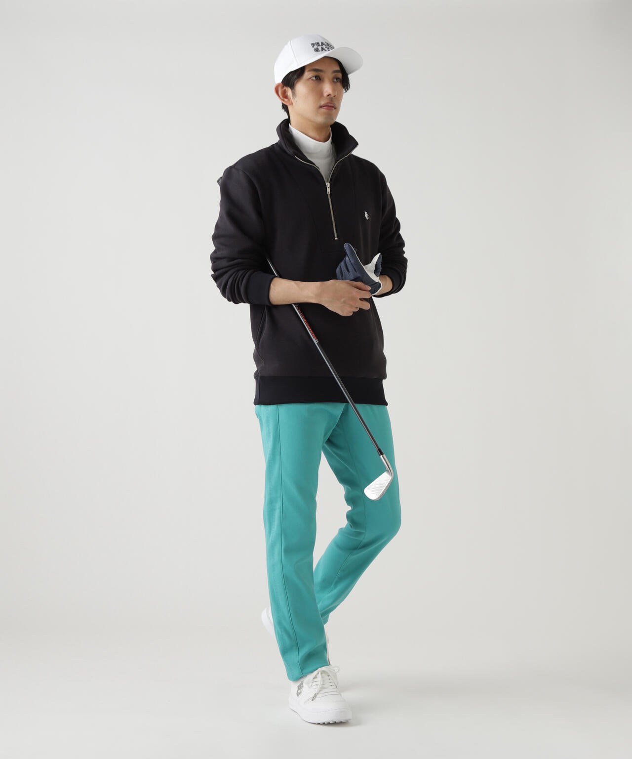 ツイル裏毛スウェットハーフジップアップ