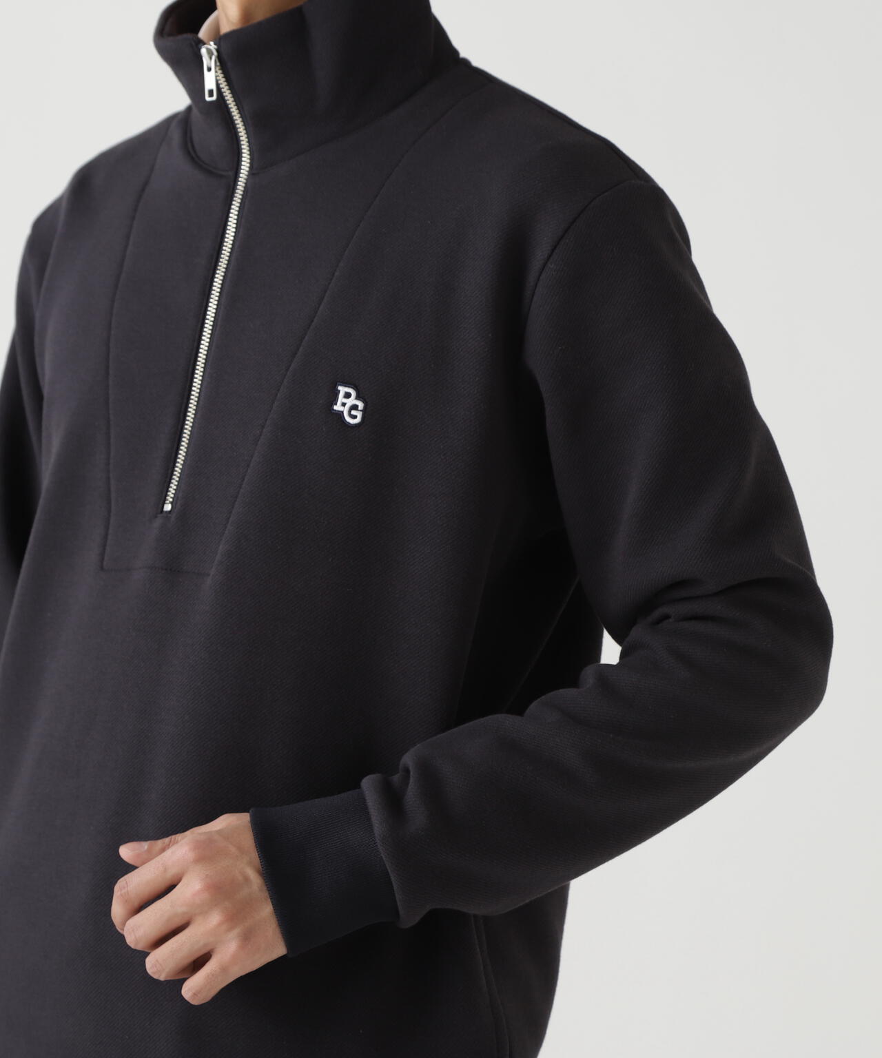 ツイル裏毛スウェットハーフジップアップ