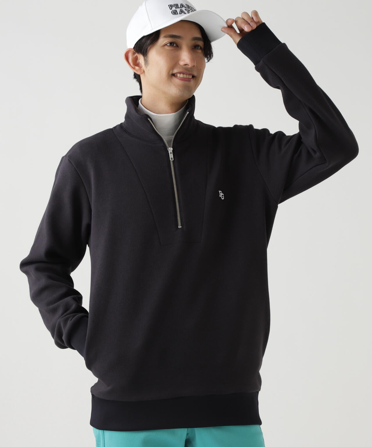 ツイル裏毛スウェットハーフジップアップ