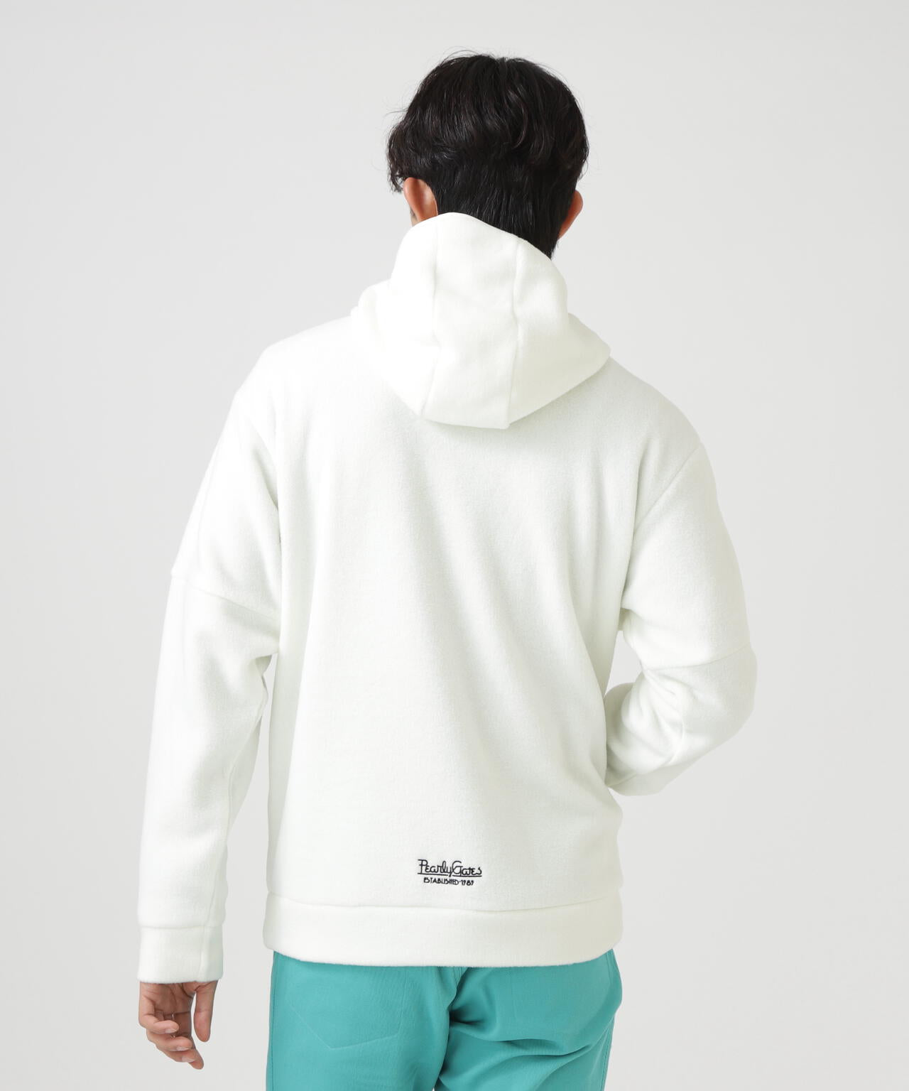 レーヨンブレンドストレッチフリースフーディプルオーバー