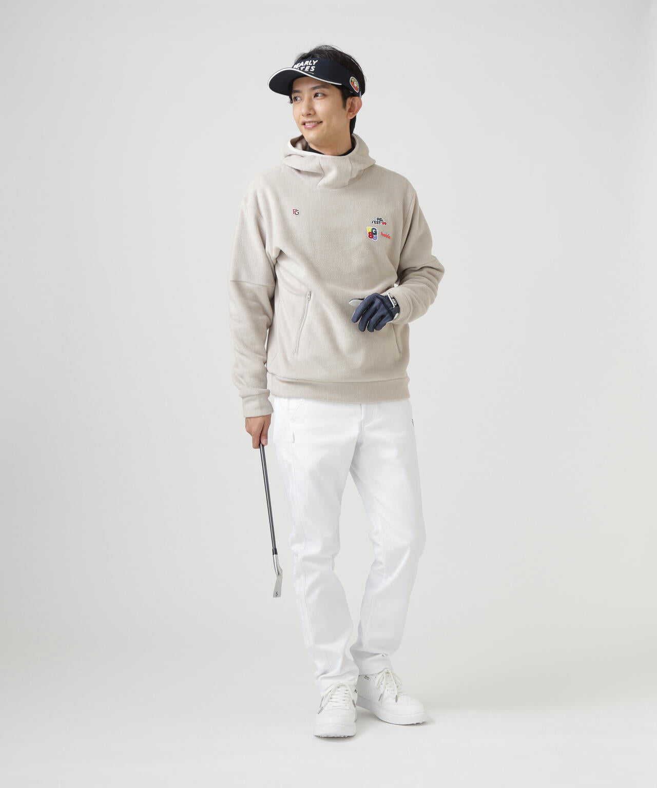 レーヨンブレンドストレッチフリースフーディプルオーバー