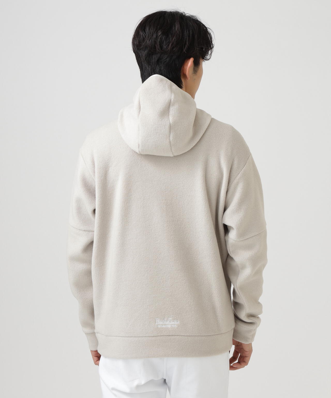 レーヨンブレンドストレッチフリースフーディプルオーバー