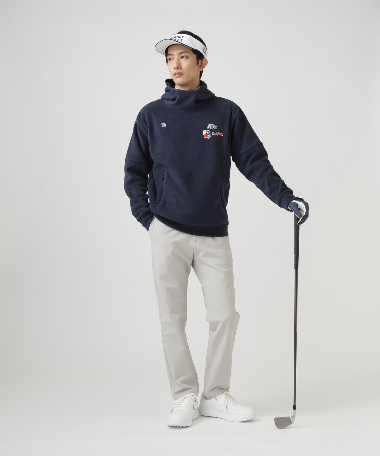 レーヨンブレンドストレッチフリースフーディプルオーバー