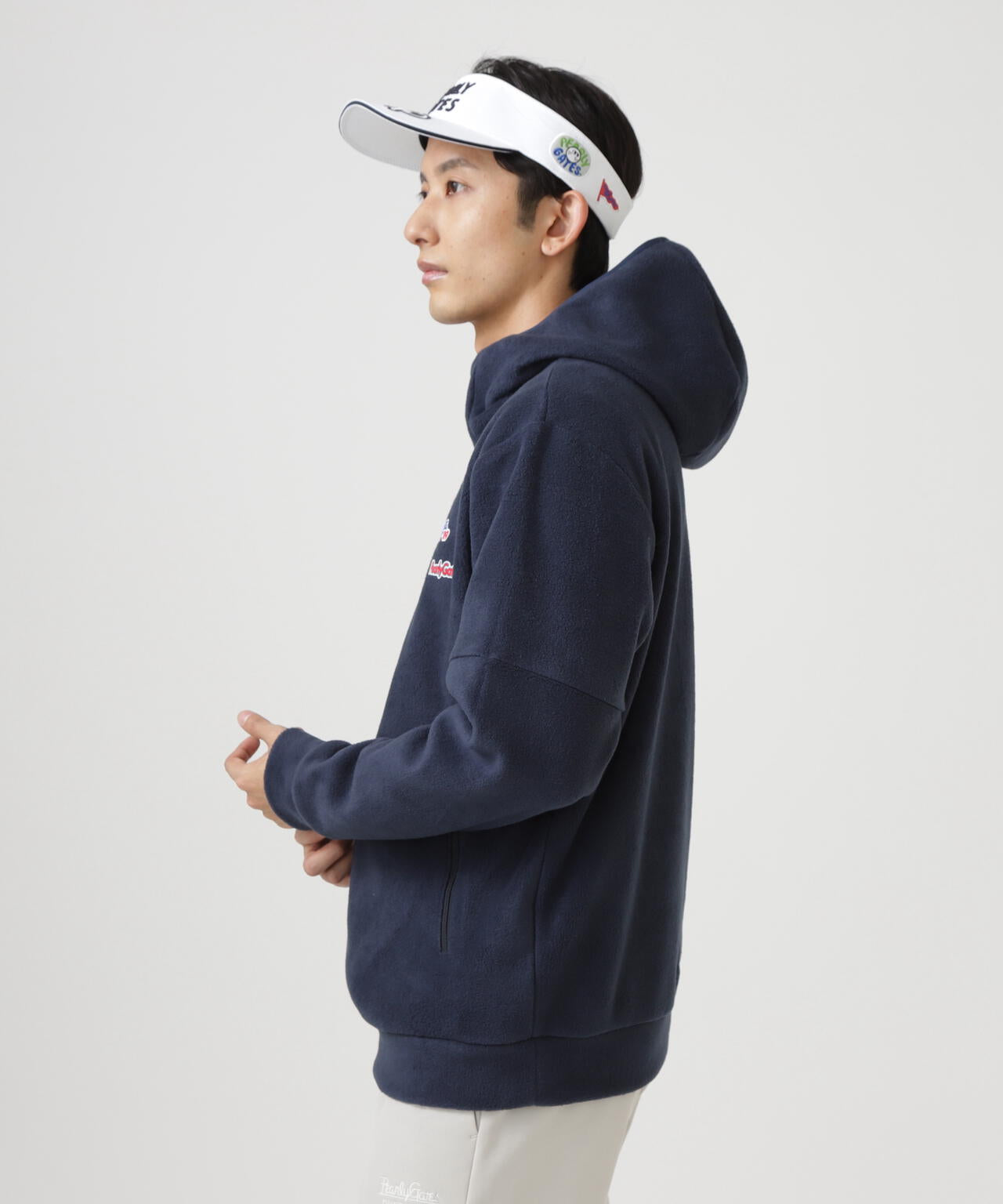 レーヨンブレンドストレッチフリースフーディプルオーバー