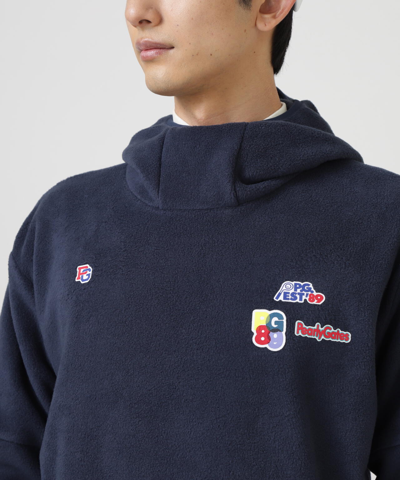 レーヨンブレンドストレッチフリースフーディプルオーバー