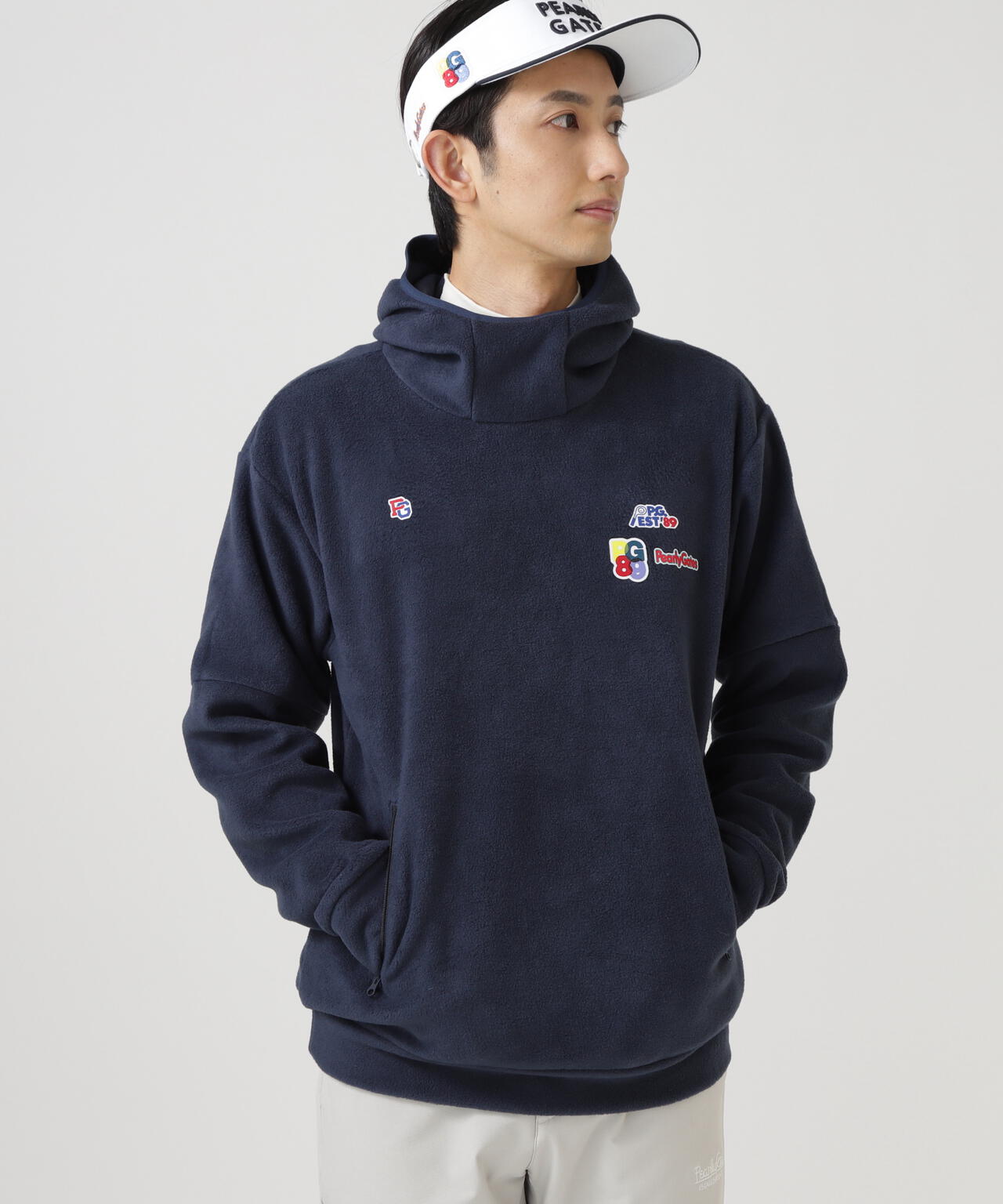 レーヨンブレンドストレッチフリースフーディプルオーバー