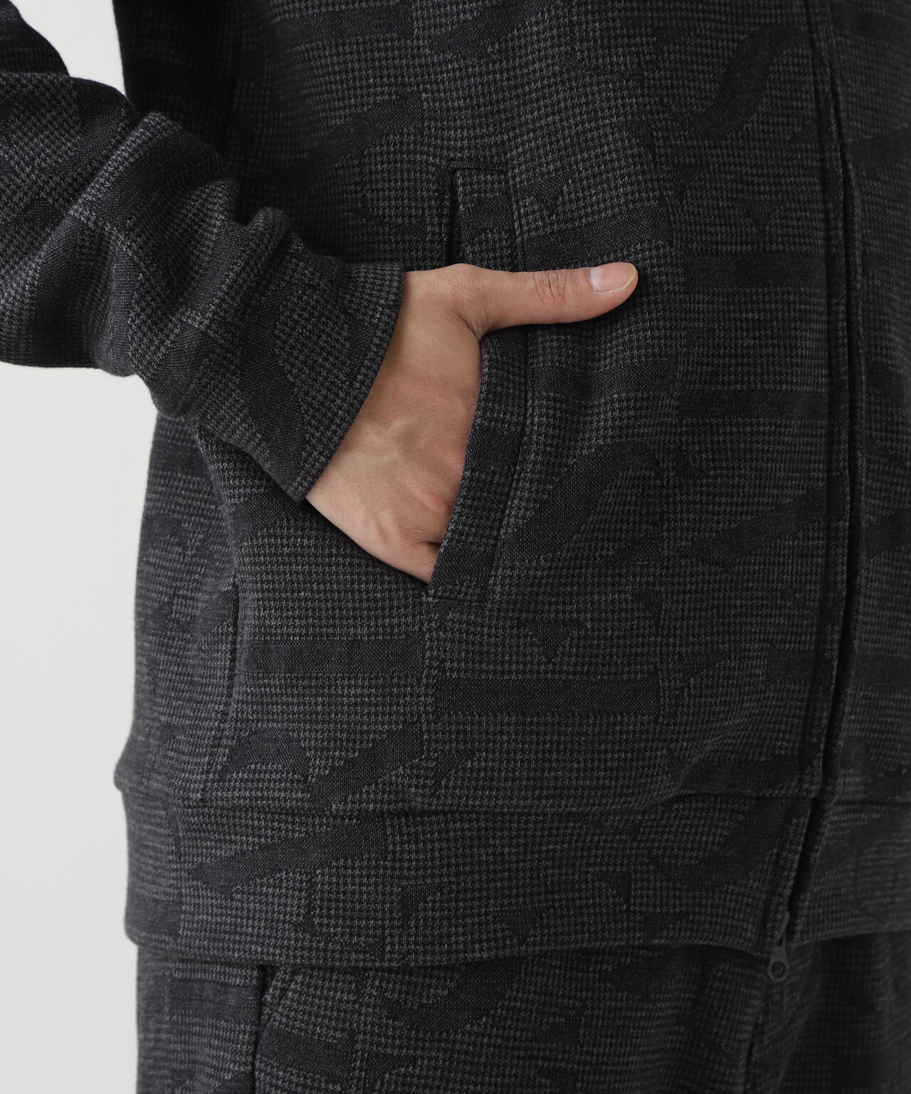 裏毛ストレッチロゴジャガードフルジップジャケット