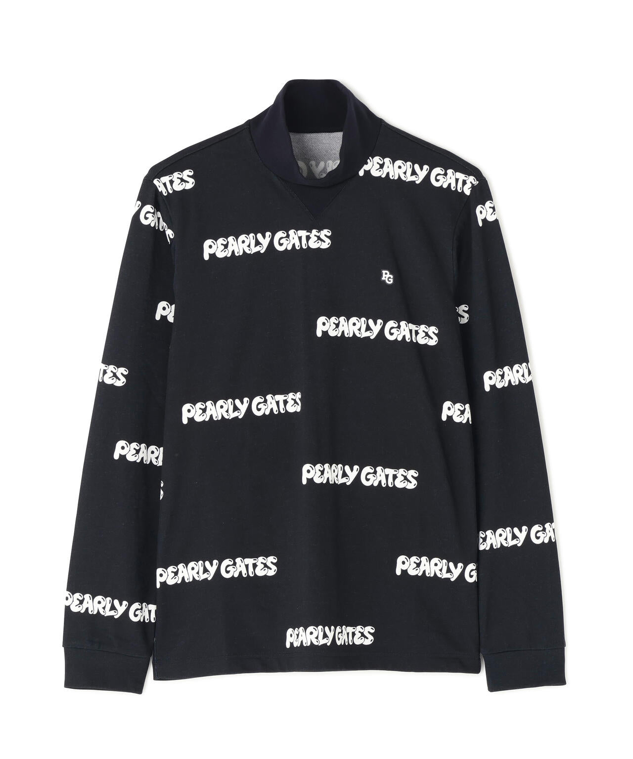 Cソロナ裏毛長袖ハイネックカットソー <ぷっくりロゴ柄>