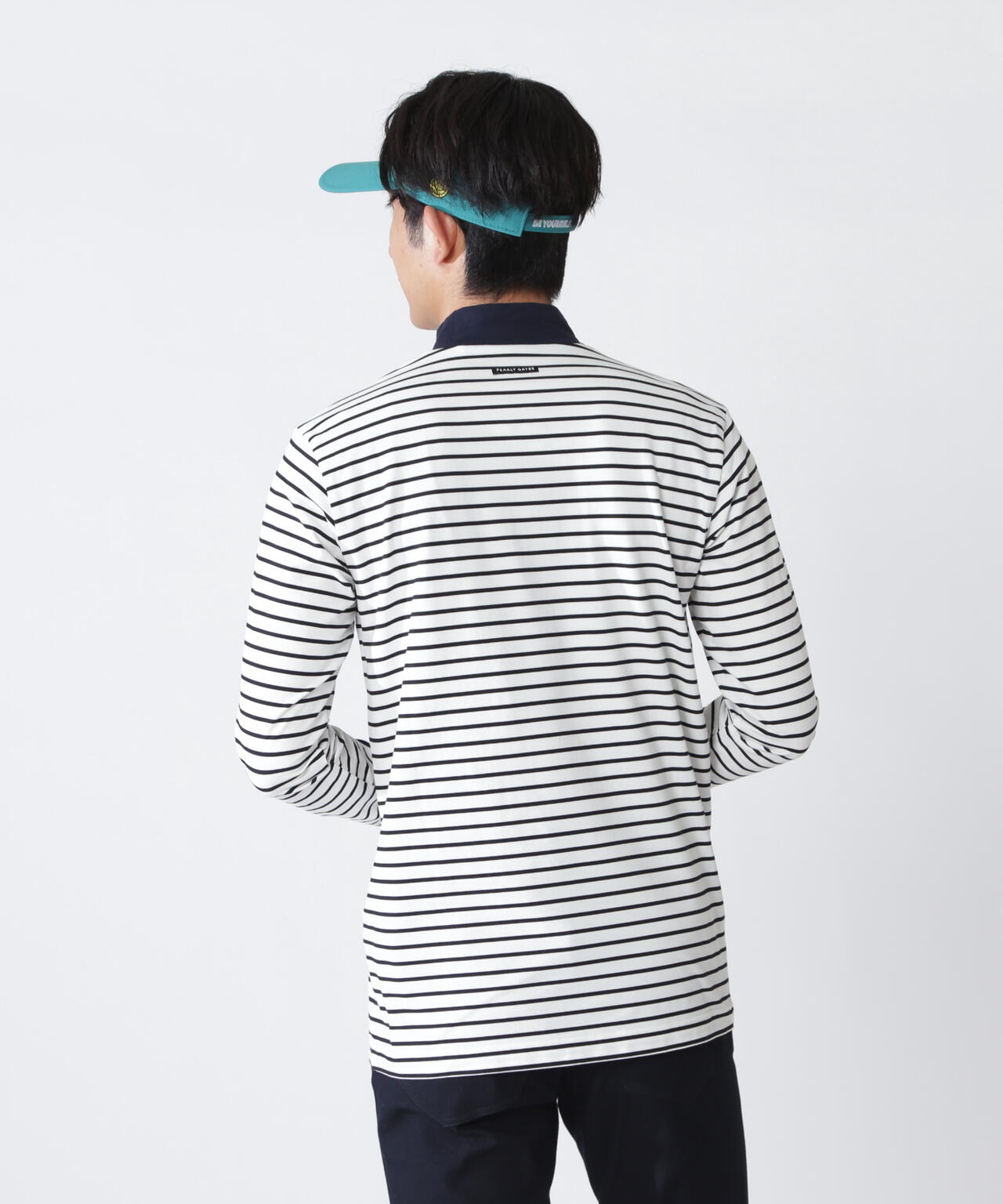 ベアカノコ長袖ハイネックカットソー <ボーダー柄>