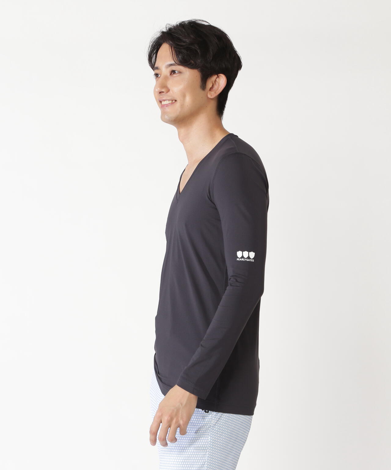 【PG BODY】N/ベア天竺リップ長袖Vネックカットソー
