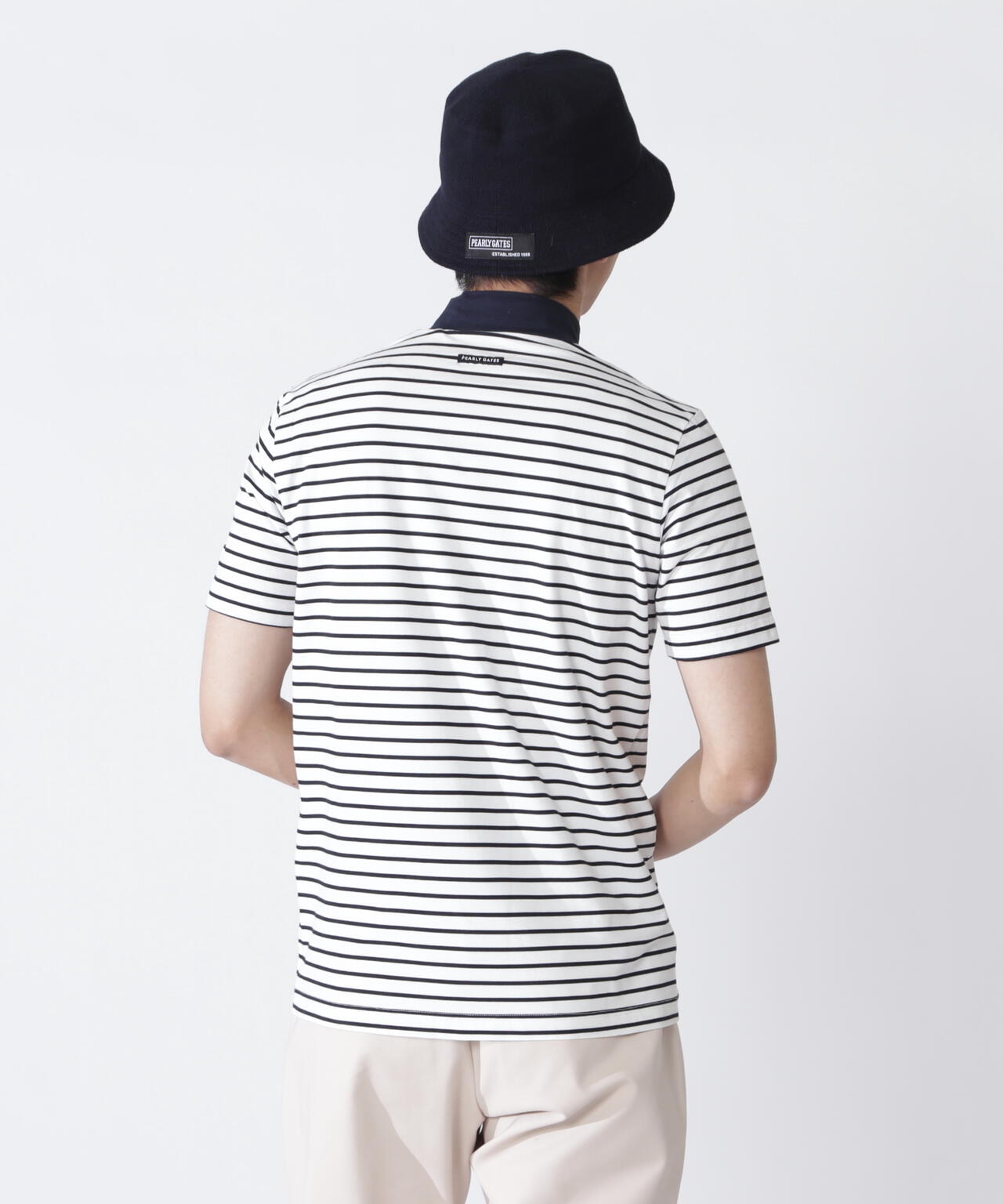 ベアカノコ半袖ハイネックカットソー <ボーダー柄>