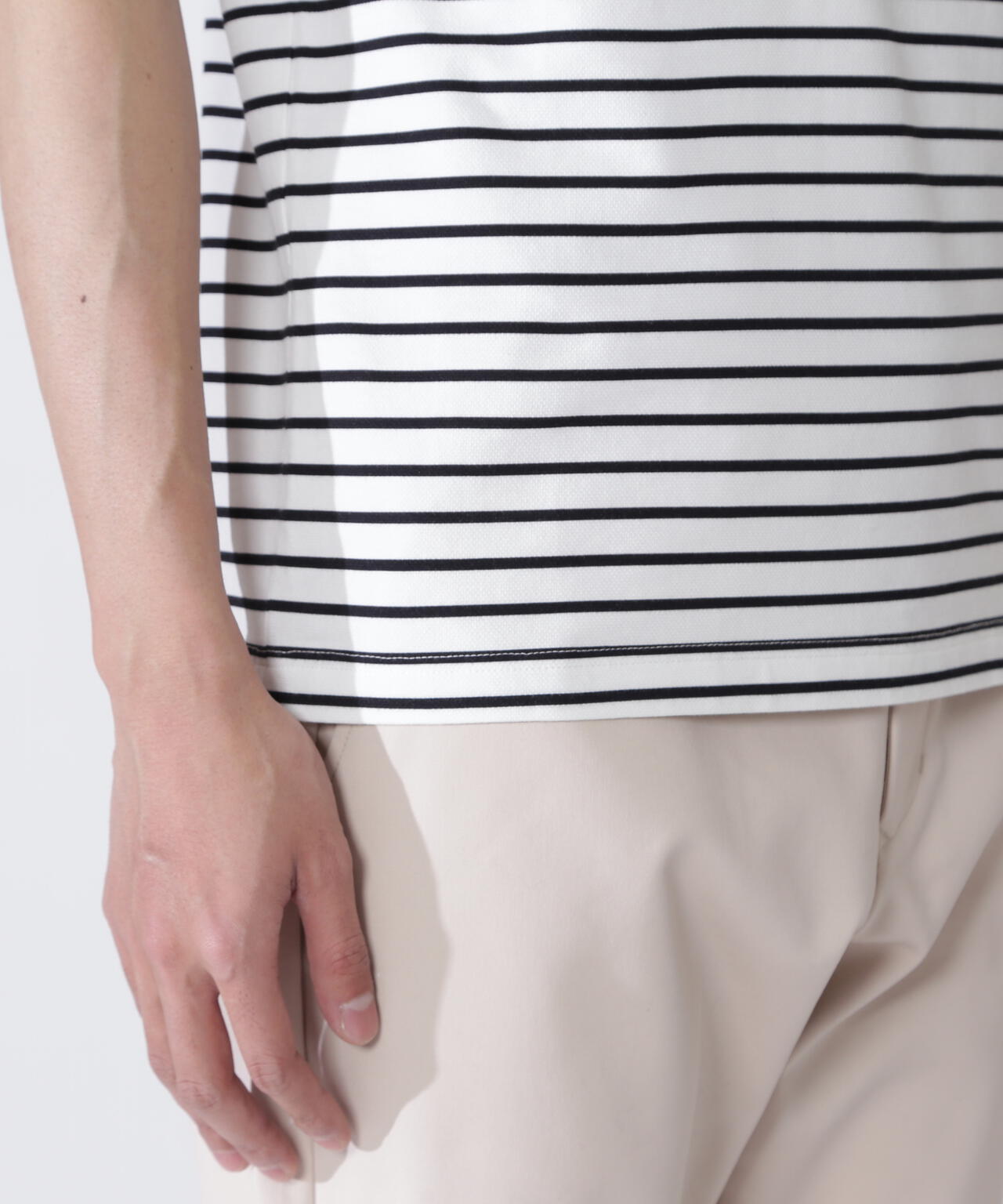 ベアカノコ半袖ハイネックカットソー <ボーダー柄>