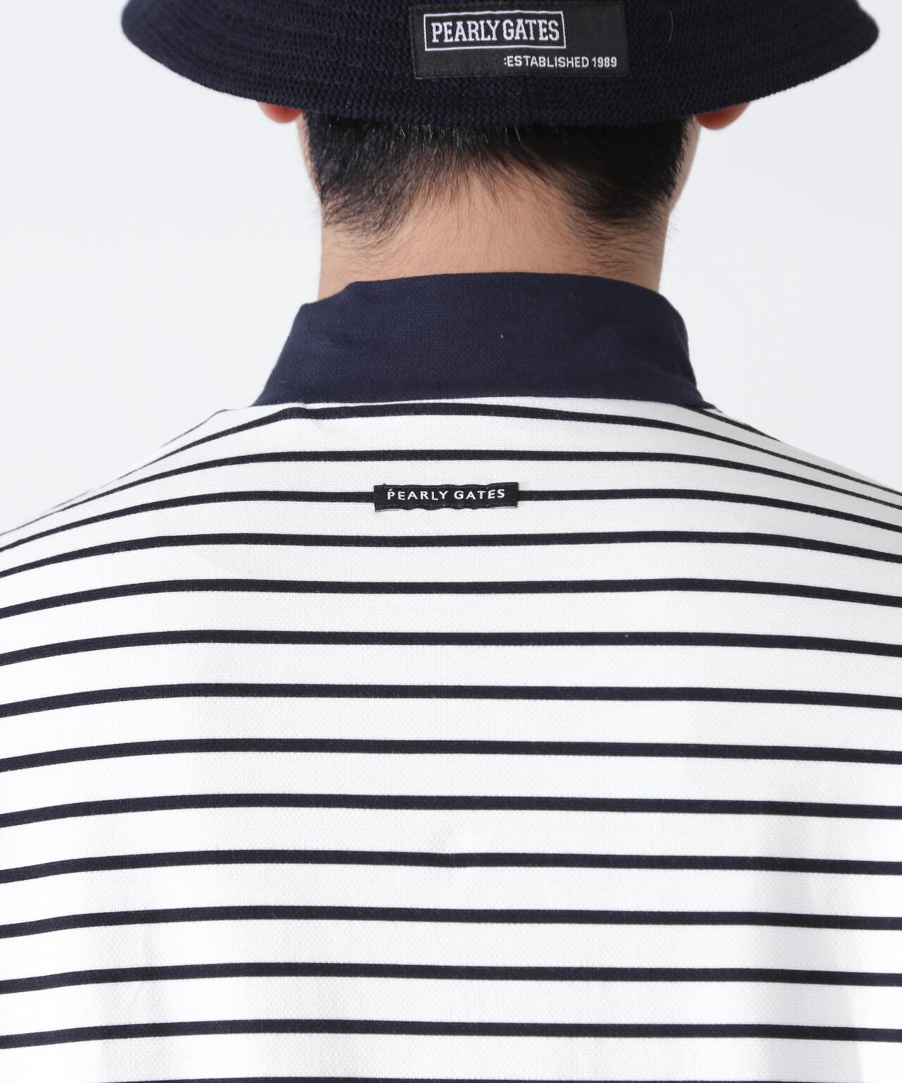 ベアカノコ半袖ハイネックカットソー <ボーダー柄>