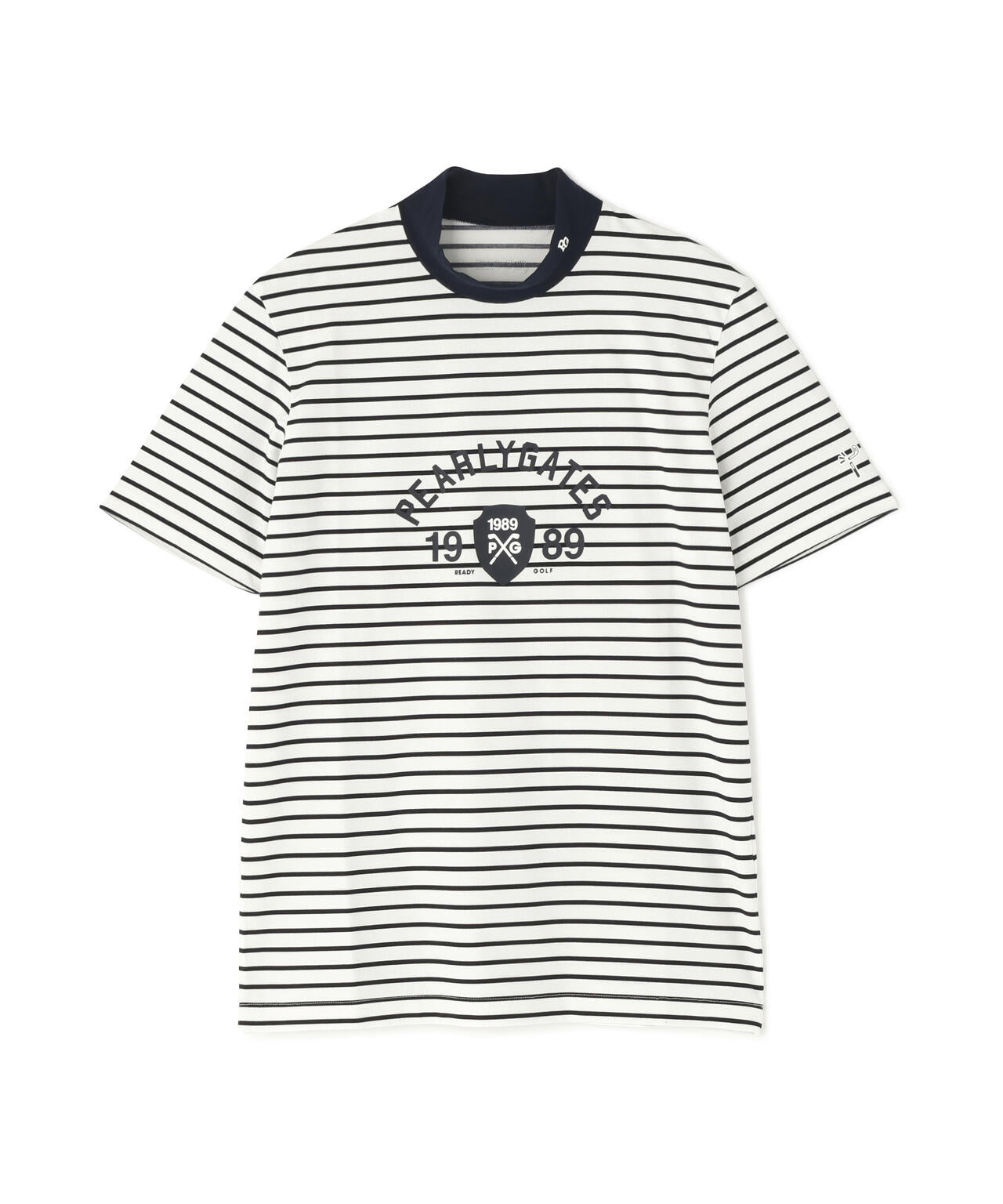 ベアカノコ半袖ハイネックカットソー <ボーダー柄>