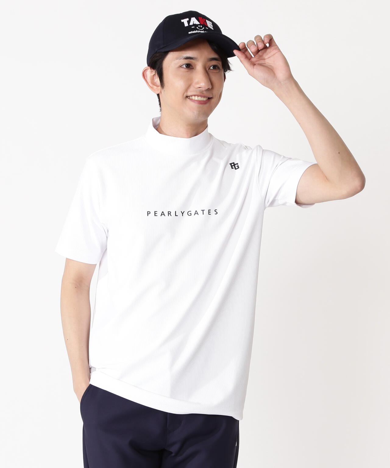 4WAYストレッチリップル半袖ハイネックカットソー