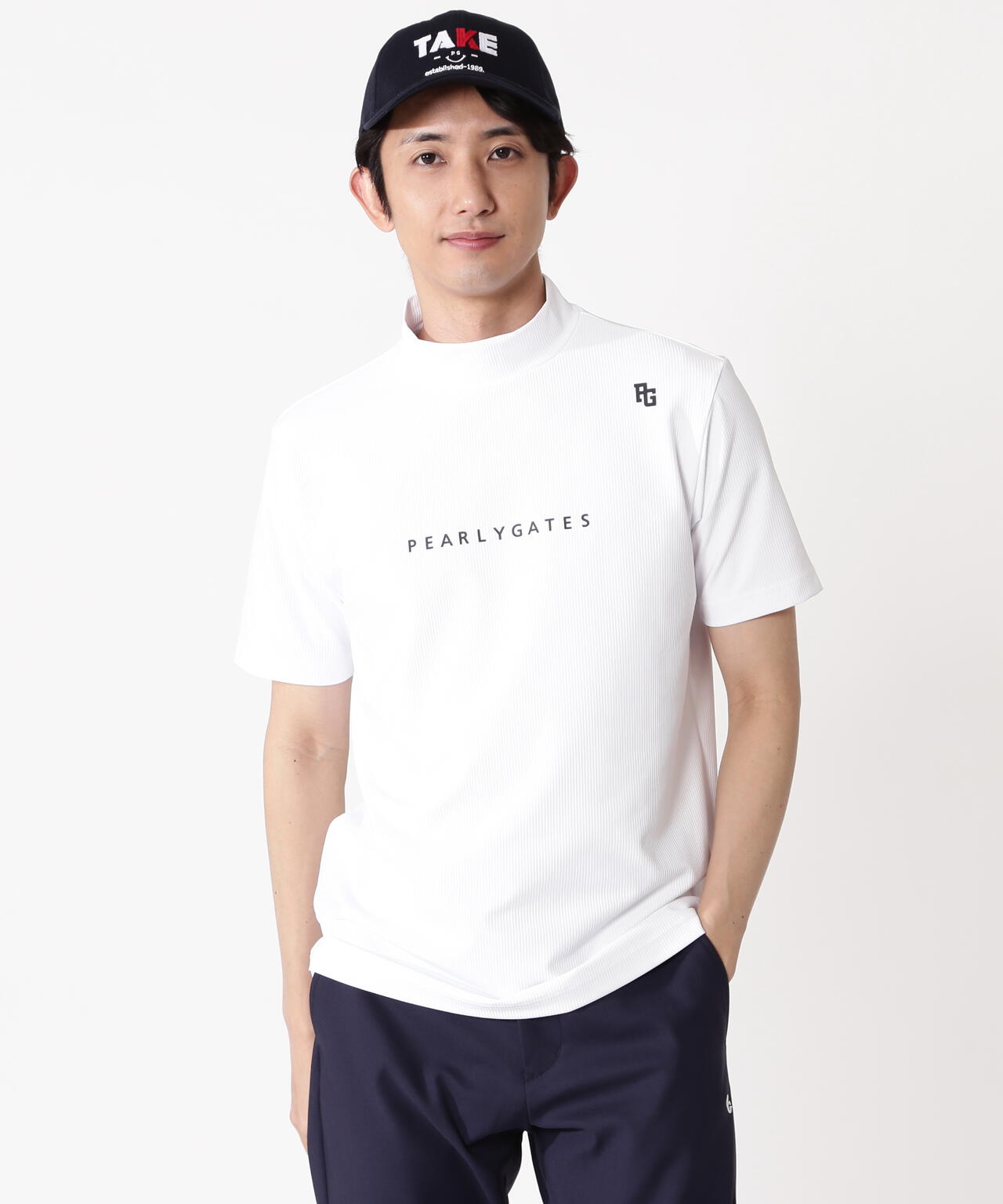4WAYストレッチリップル半袖ハイネックカットソー