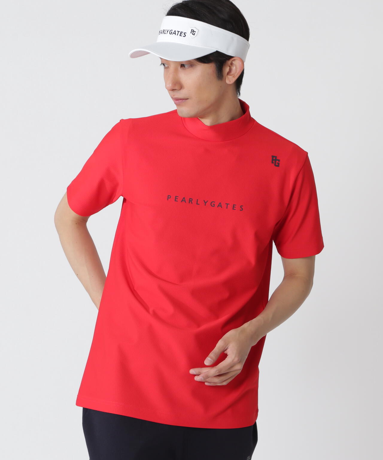 4WAYストレッチリップル半袖ハイネックカットソー