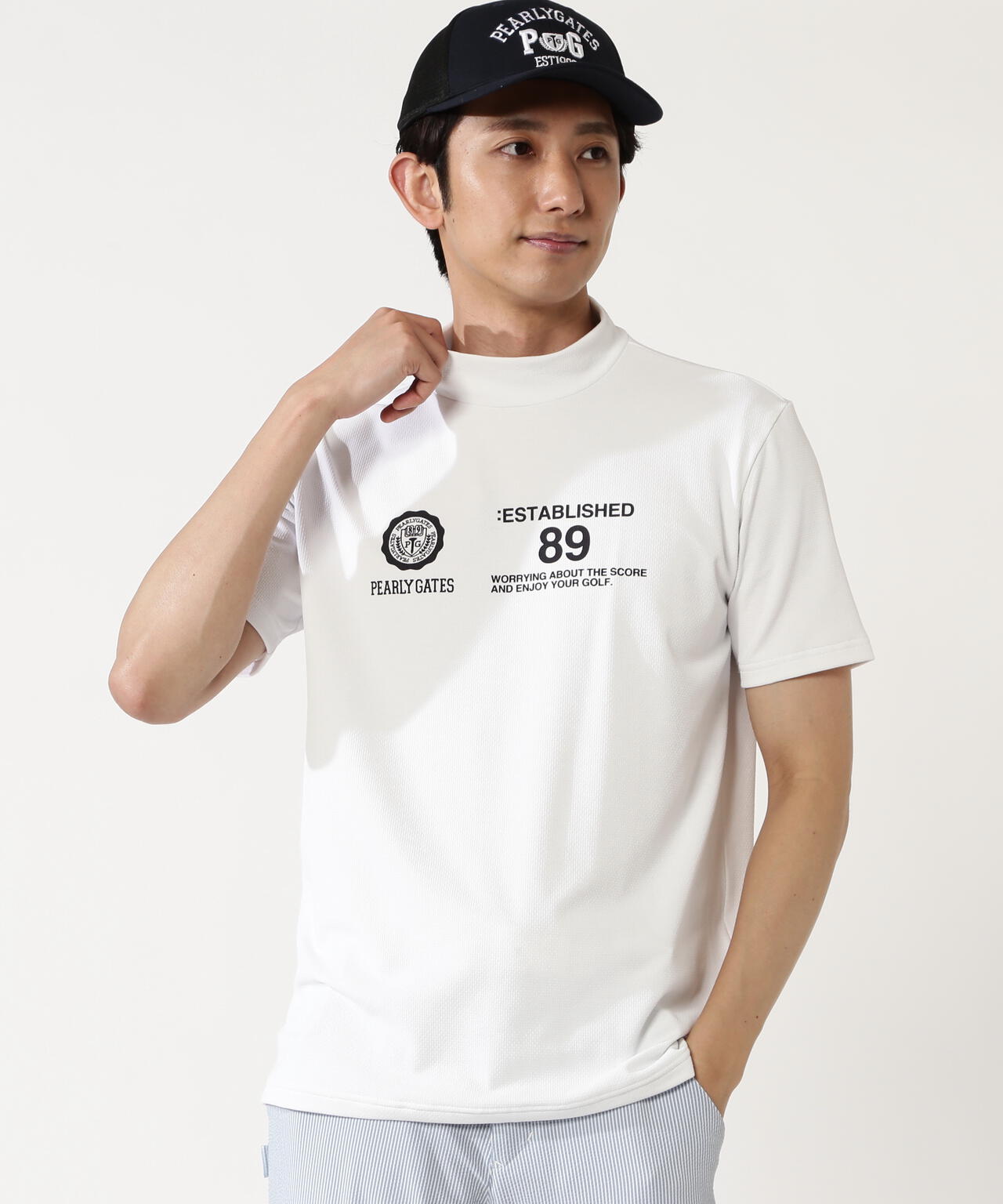 FD40/-FD100dベア擬似メッシュ半袖ハイネックカットソー