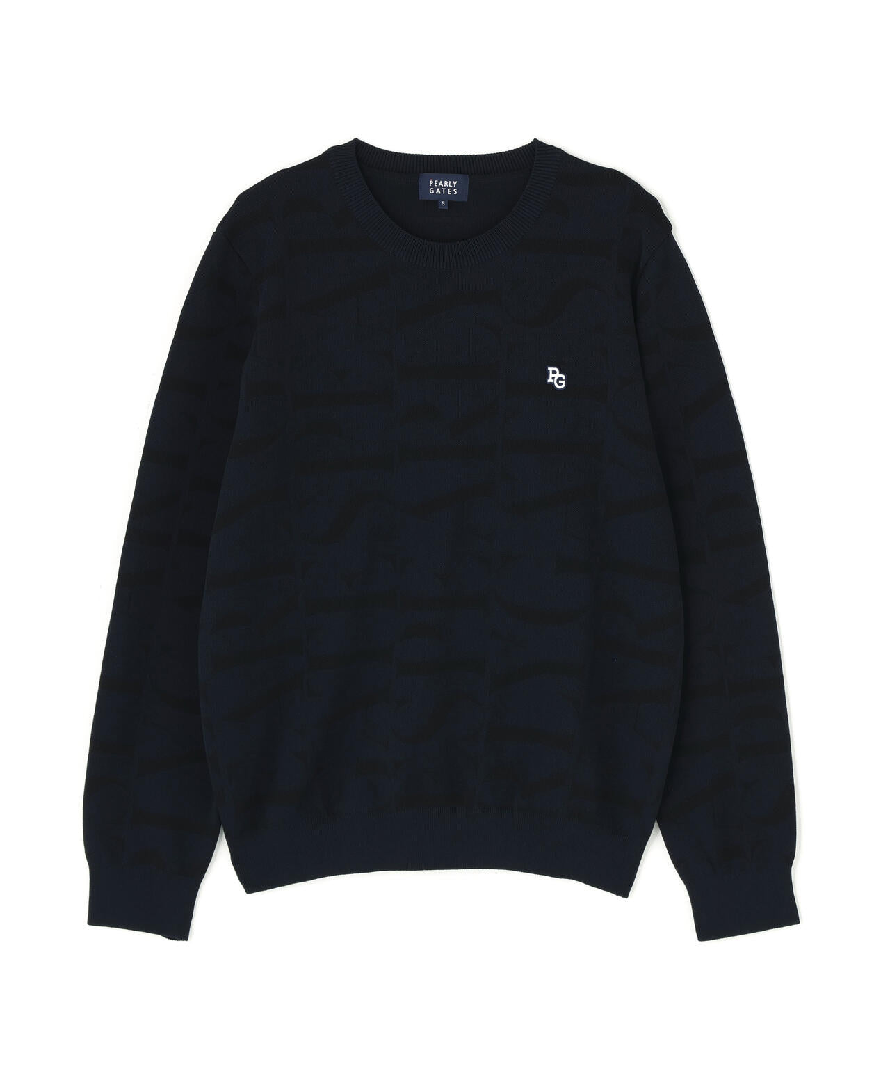 ダブルJQロゴ総柄クルーネックニットプルオーバー