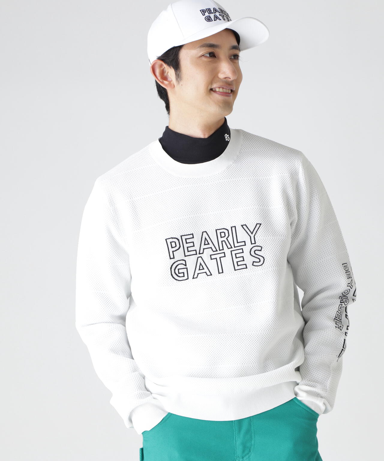 PG is PG ロゴジャガードクルーネックニットプルオーバー