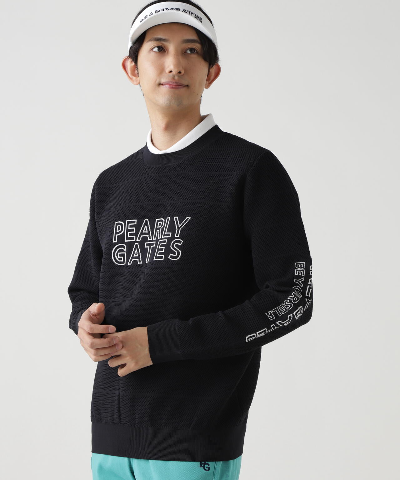 PG is PG ロゴジャガードクルーネックニットプルオーバー