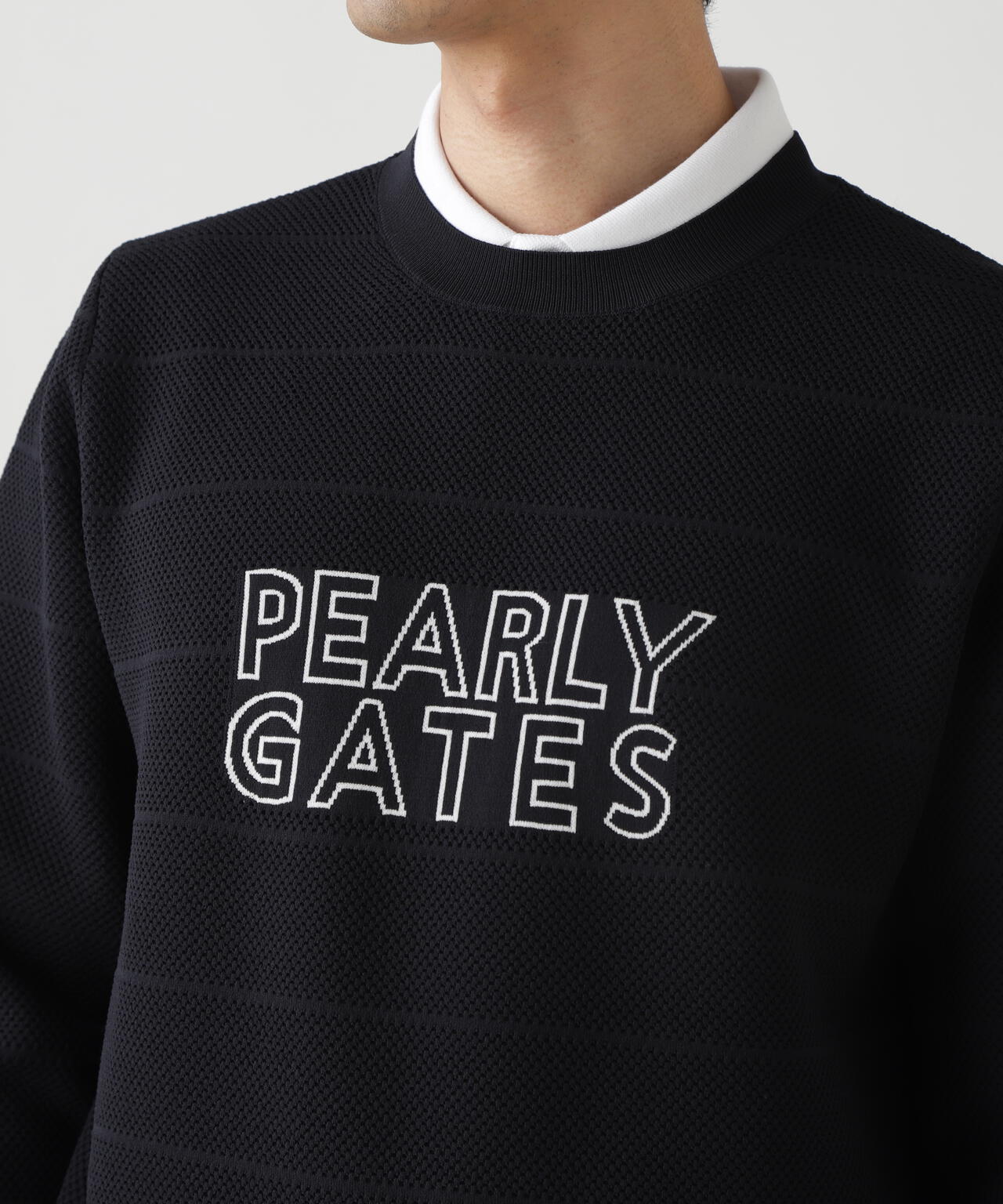 PG is PG ロゴジャガードクルーネックニットプルオーバー