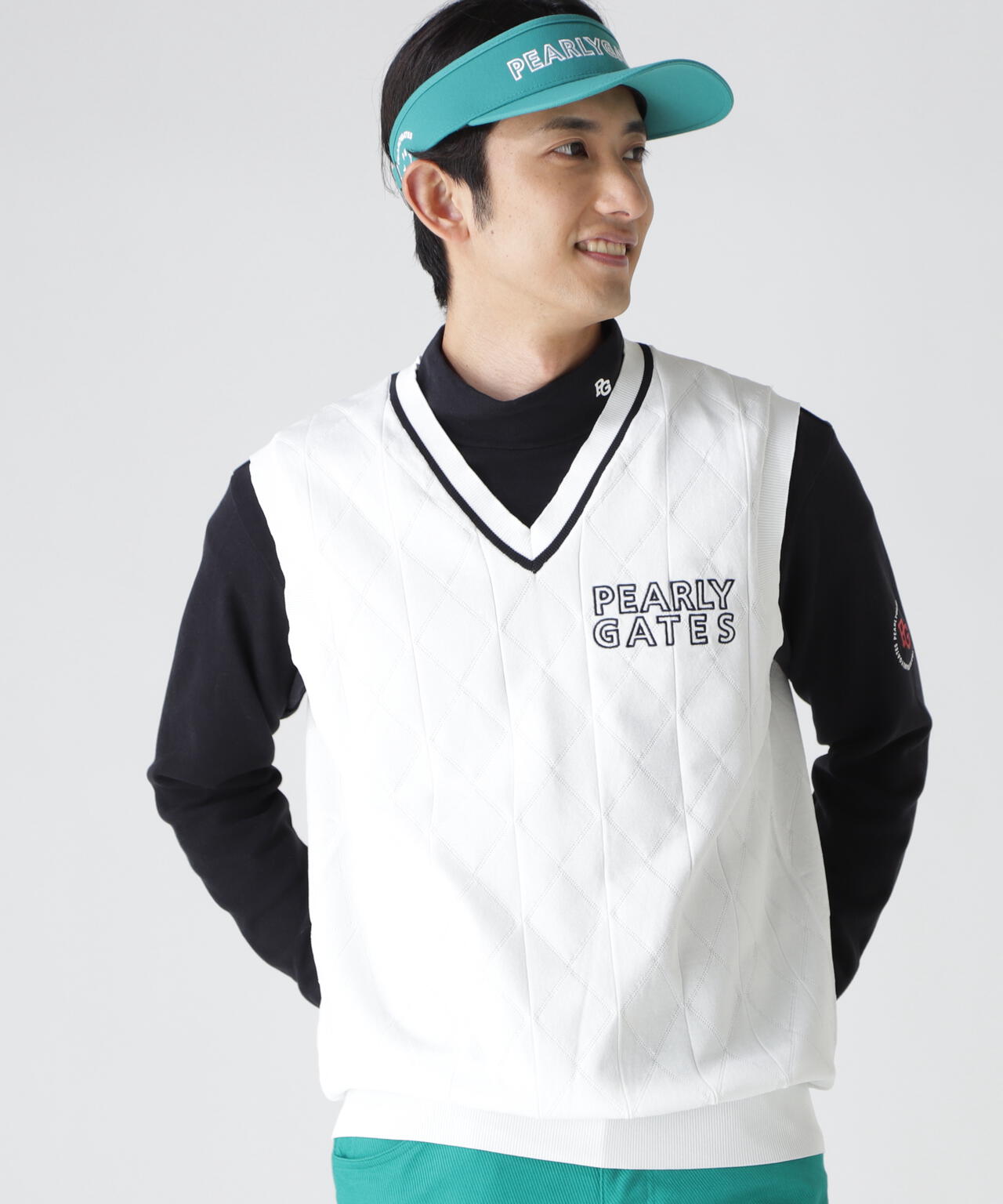 PG is PG ロゴジャガードVネックニットベストプルオーバー