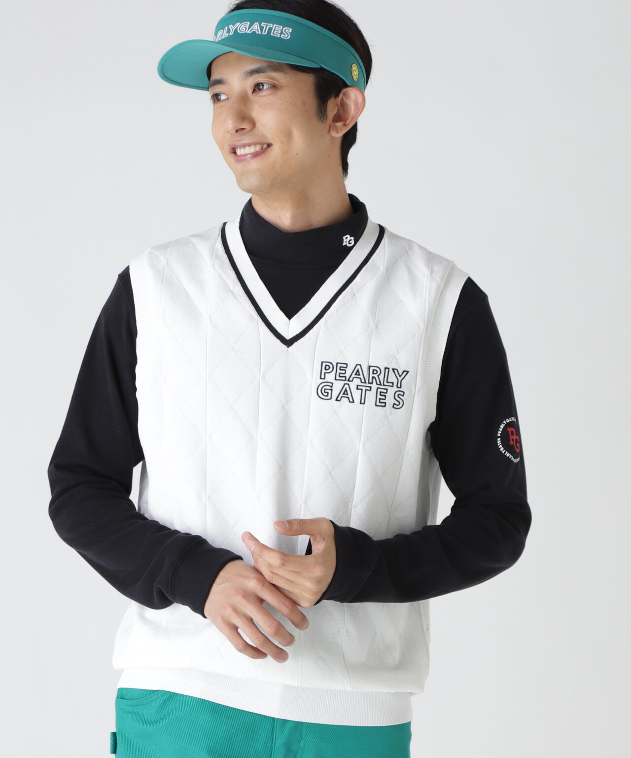 PG is PG ロゴジャガードVネックニットベストプルオーバー