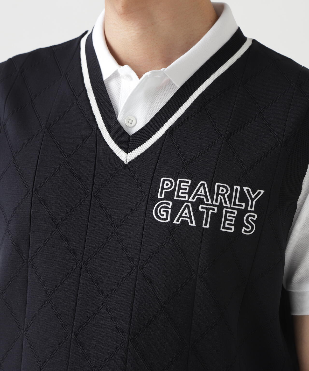 PG is PG ロゴジャガードVネックニットベストプルオーバー