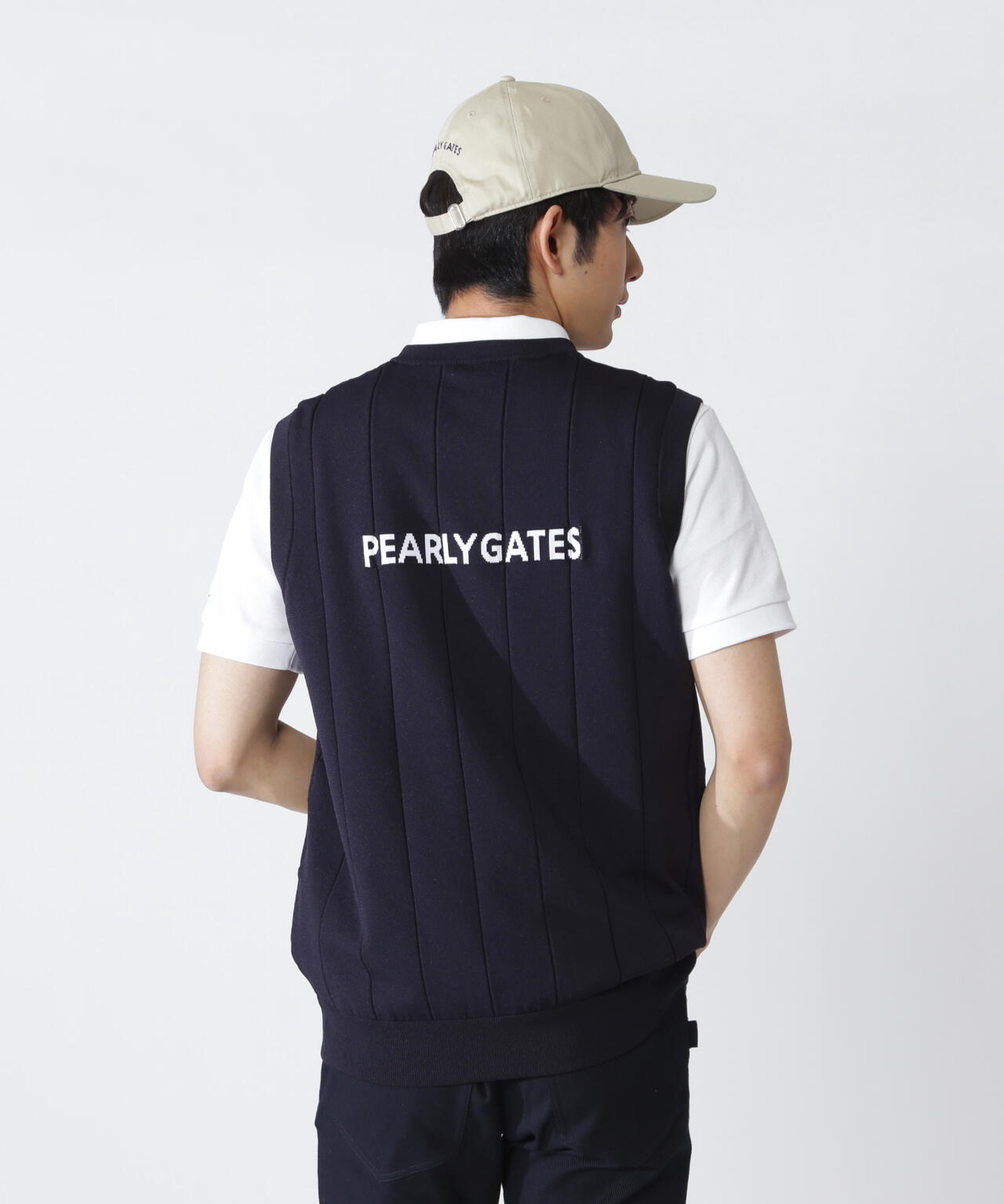 アラン柄リバーシブルVネックニットベスト