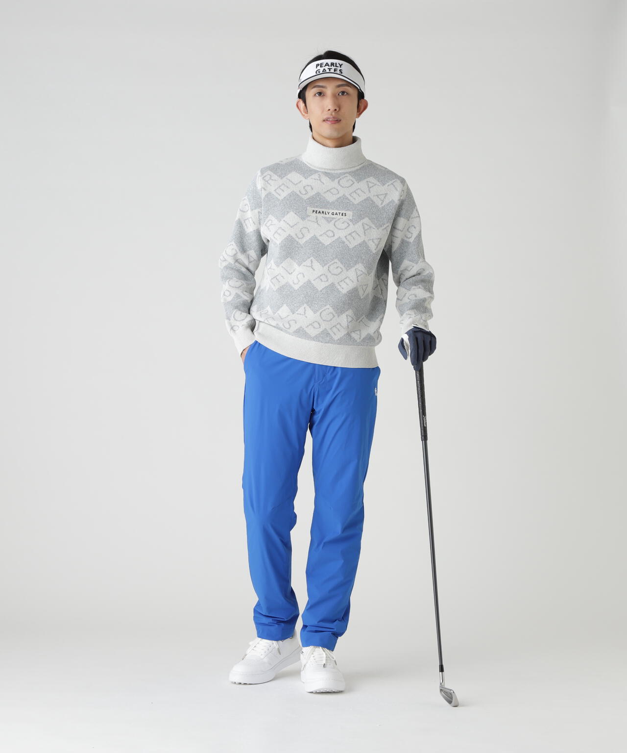 ダブルJQロゴギザボーダー柄タートルニットプルオーバー