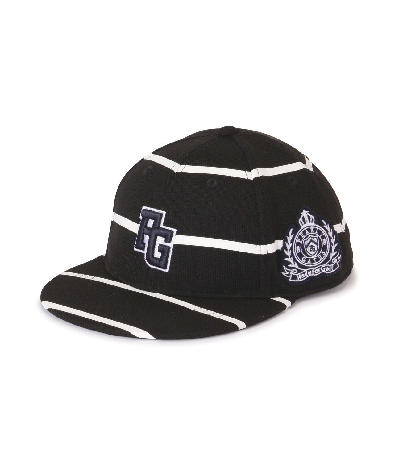 ボーダー柄フラットブリムUVキャップ (UNISEX)