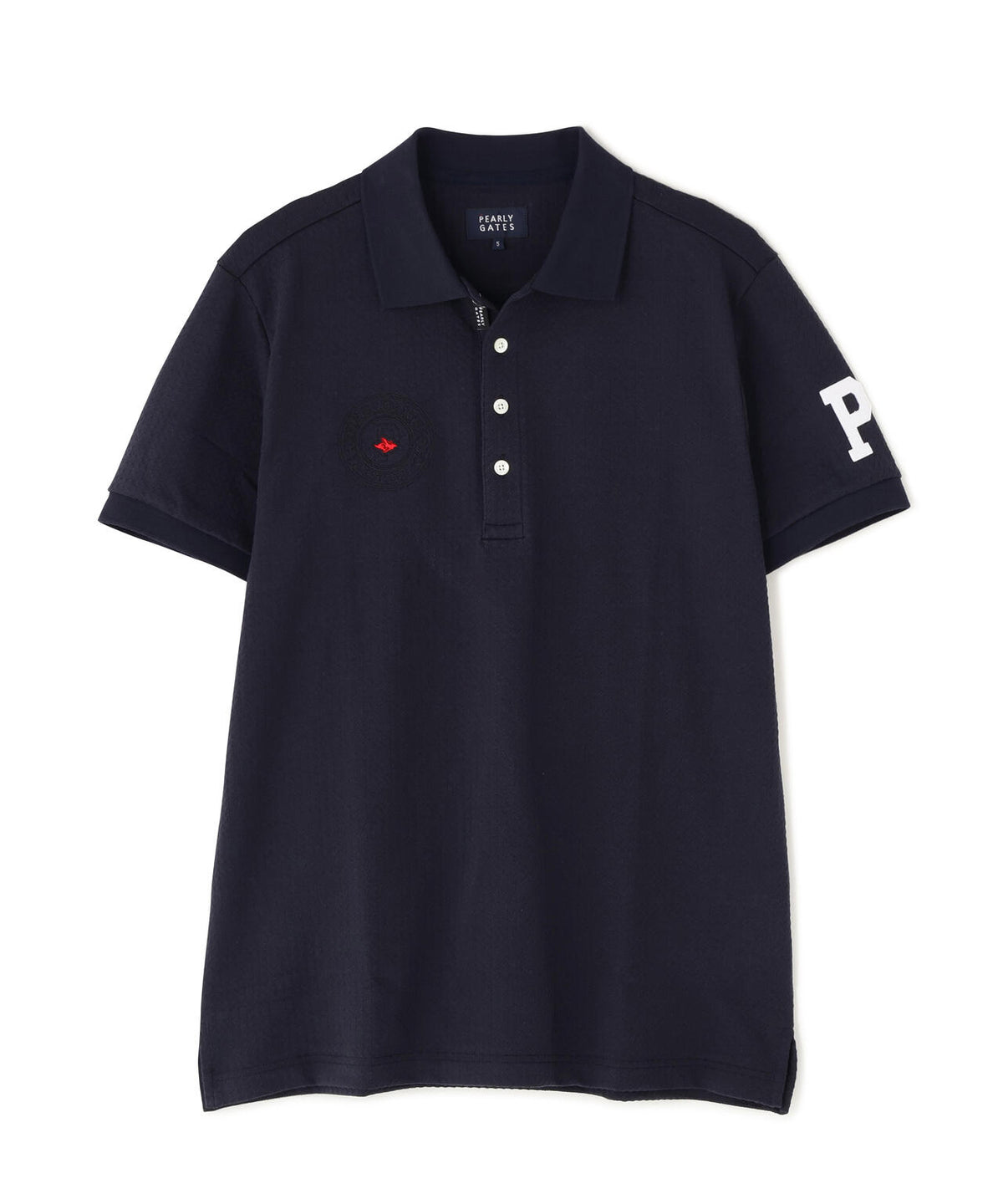 TEXBRIDハイゲージ千鳥ジャガード半袖ポロシャツ (MENS)
