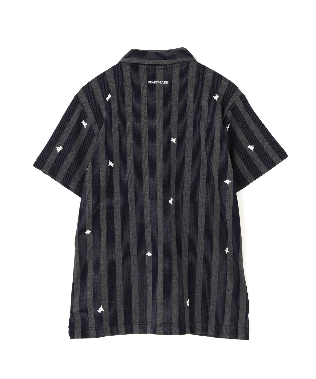 Peメッシュストライプニット半袖ポロシャツ (MENS)